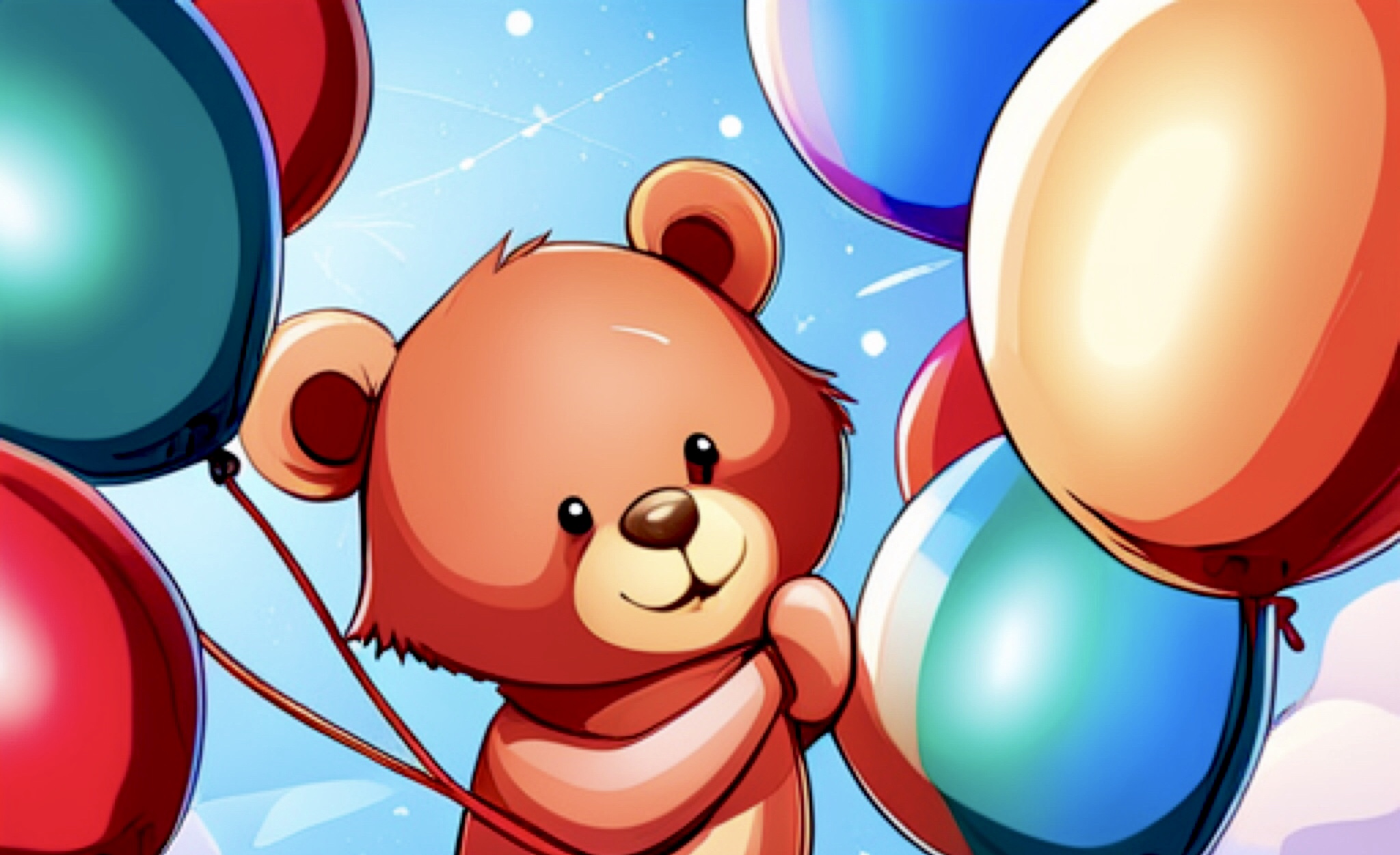 Free Coloring Page Printable: Teddy Bear! Balloons!